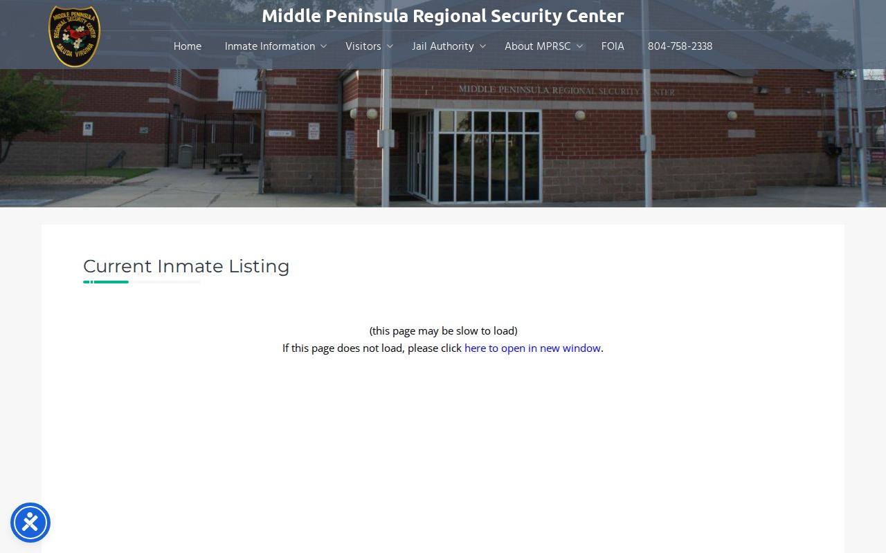 MPRSC current inmate listing for King and Queen County arrest records