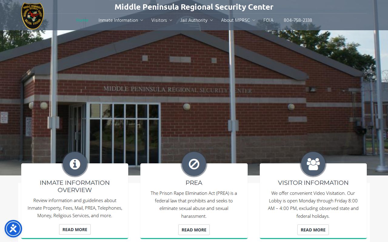 Middle Peninsula Regional Security Center for King and Queen County arrest bookings