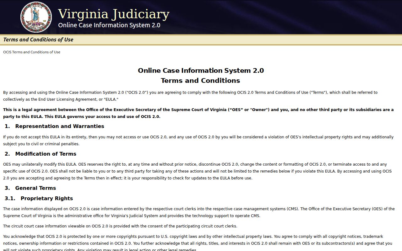 King and Queen County criminal court case OCIS search landing